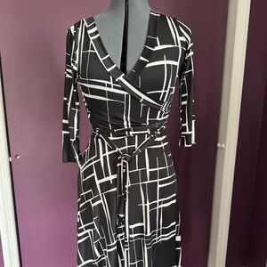Black and White Faux Wrap Dress size Small by Janette John 3:16